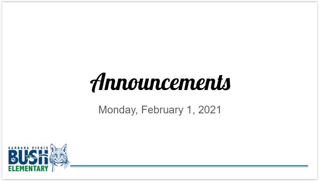 Announcements 2021-0201