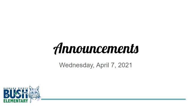 Announcements 2021-0407
