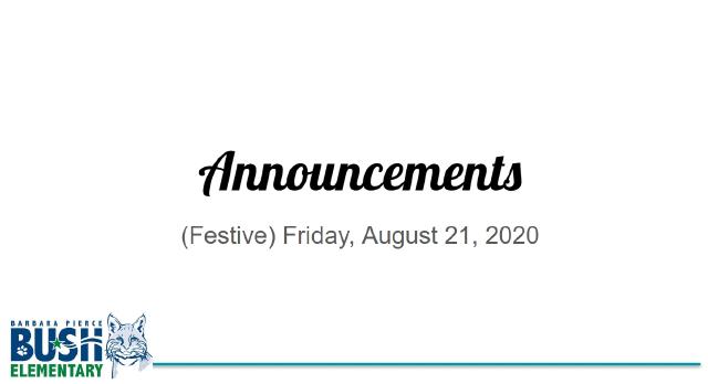 Announcements 2020-0821